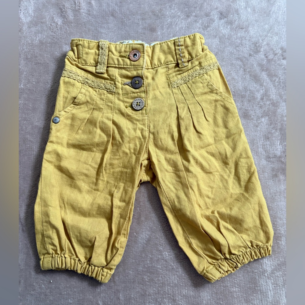 Next Yellow Linen and Cotton Casual Jogger Bottoms